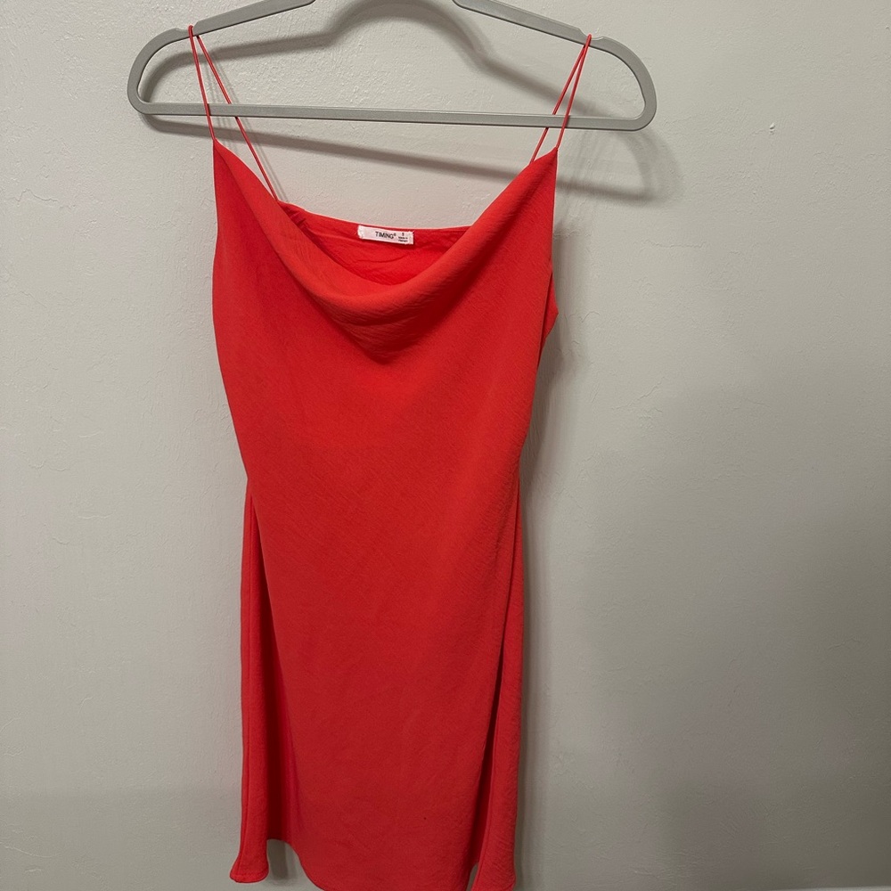 Pink cowl neck mini dress